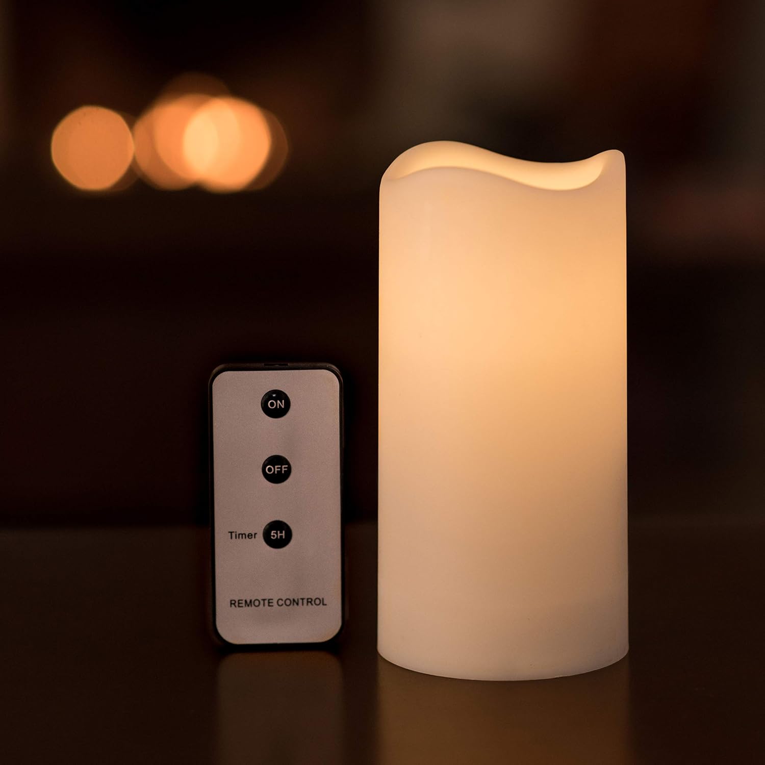 Super Sale 🛒 Set of 6 Outdoor 3x6 Waterproof Resin Flickering LED Flameless Battery Candles with Timer and Remote and C Batteries Included