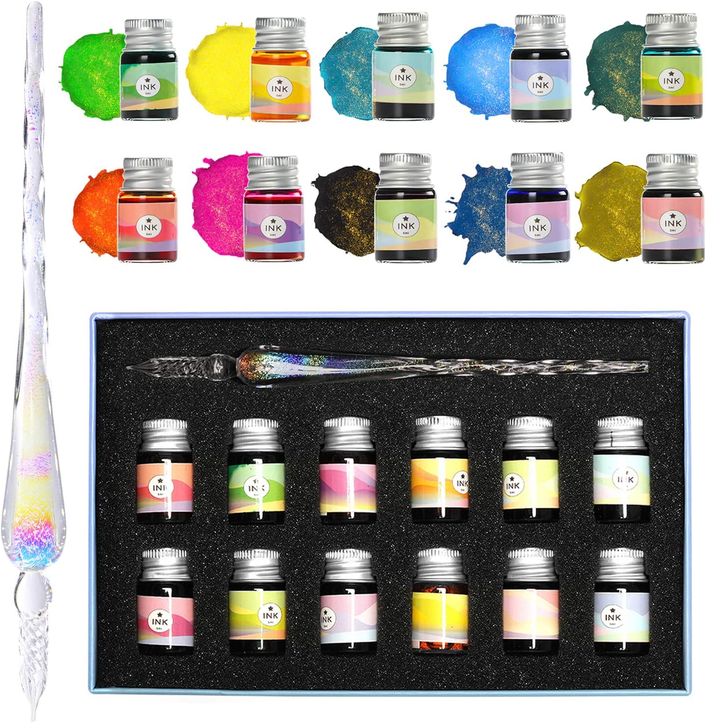 White Rainbow Glass Pen Set