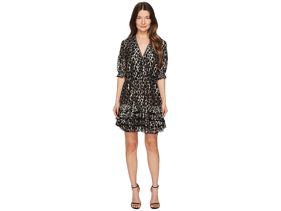 

Just Cavalli Metallic Printed Short Ruffle Dress (Gold) Women's Dress