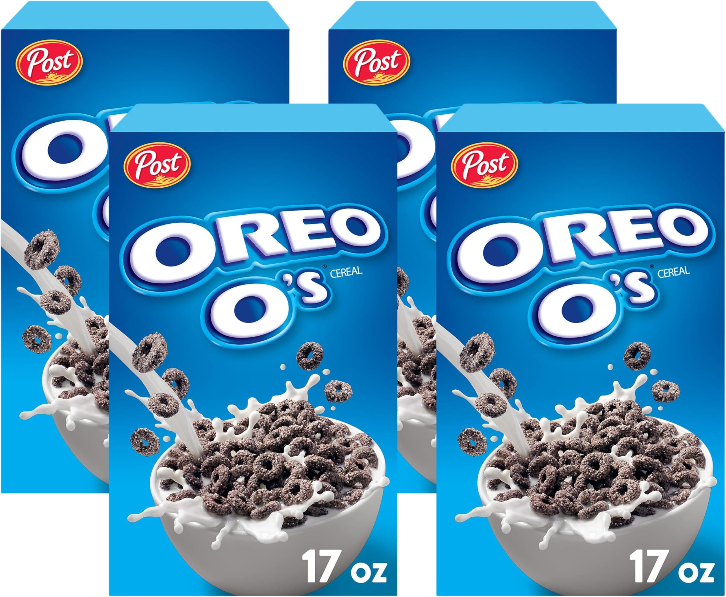 OREO Os Breakfast Cereal, Chocolatey OREO Cereal, 17 OZ Box (Pack of 4)