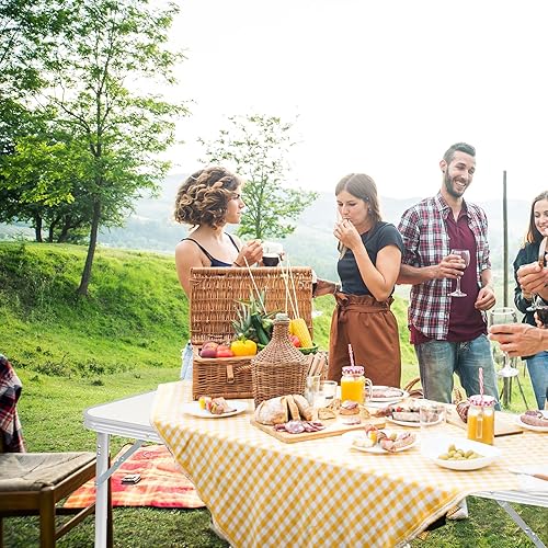 Vista 18 de Outvita Mesa de camping plegable portátil de 2.3 pies, mesa de picnic impermeable al aire libre, maleta ligera de aluminio, mesa plegable