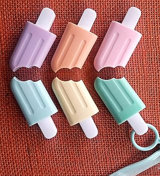 MSGH Ice Cream Stick Popsicle Shape Highlighters | Set Of 6 Shades | Chisel Tip Fine Grip Marker Pen | Ideal Gifts For Stationery Hoarders & Kids | Party Return Gifts for kids (PACK OF 1 SET(6PCS))