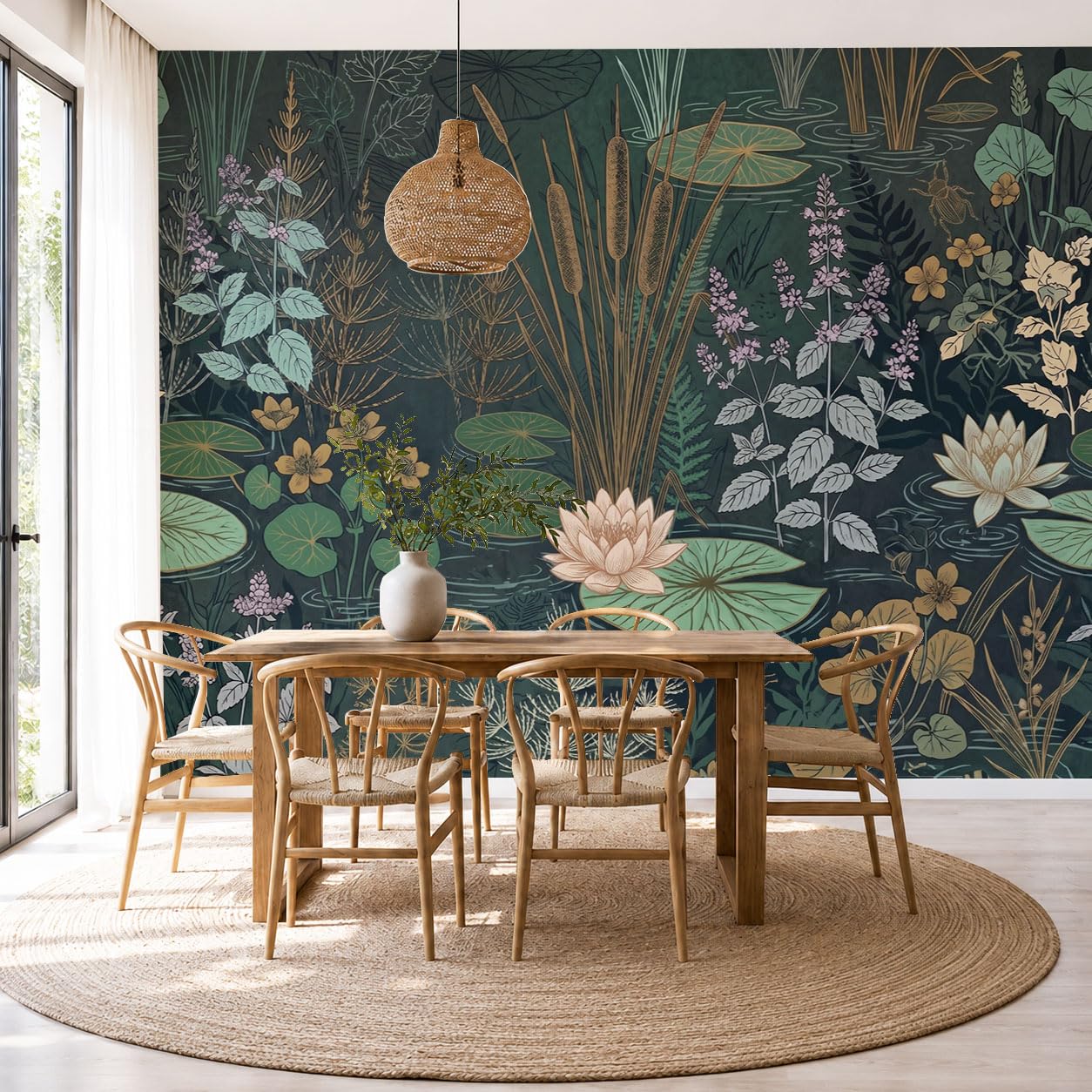 Papel Pintado 450Anx315Al cm Plantas Dibujadas A Mano Fotomurale 3D