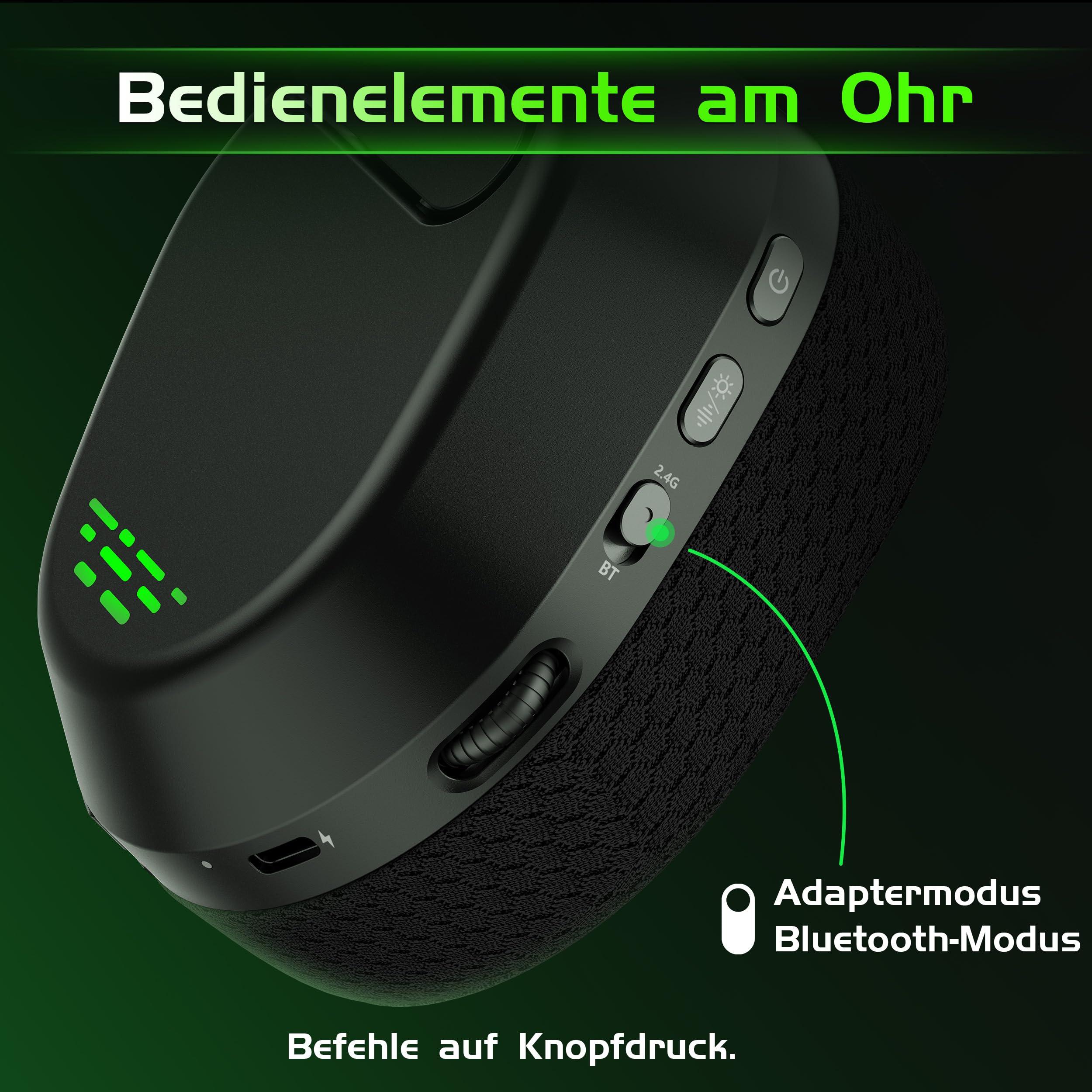 Gvyugke Wireless Gaming Headset für Xbox Series X|S/One, PS5, PS4, PC, Switch, Mac, 2.4GHz & Bluetooth 5.4 Kabelloses & 3.5 mm Kopfhörer mit Noise-Cancelling Mikrofon, Flip-to-Mute Funktion