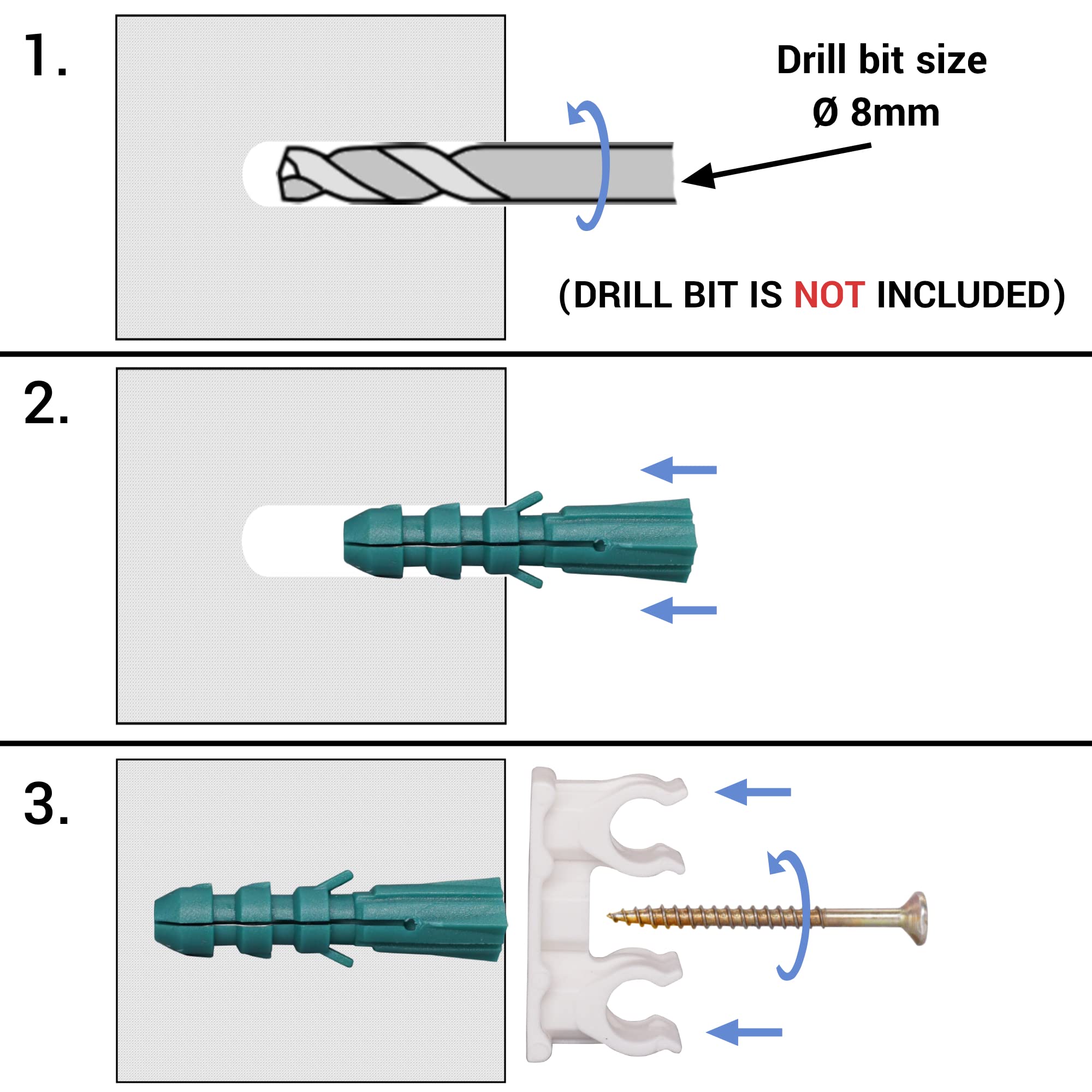 SKIR'CO (10 pcs) Double Pipe Clips, Plastic Clamps for 16-18 mm Pipes, U Type Pipe Clamp, Tubing White Clips, Hose Hangers - Image 4
