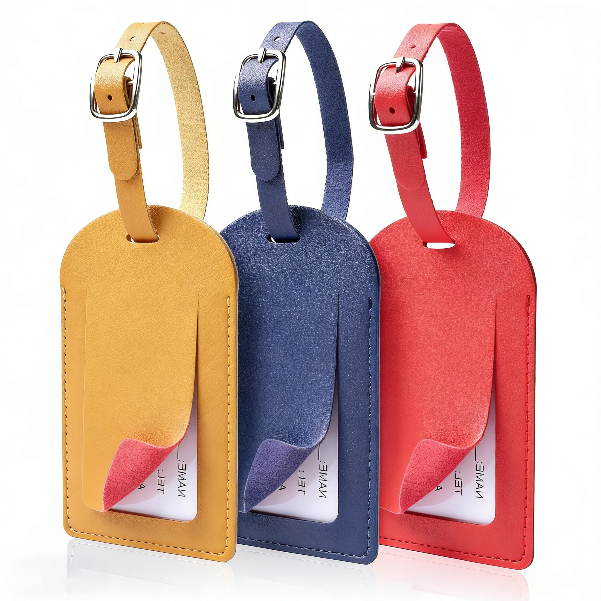 AiQInu - 3 Étiquettes de Bagage en Cuir PU pour Voyage