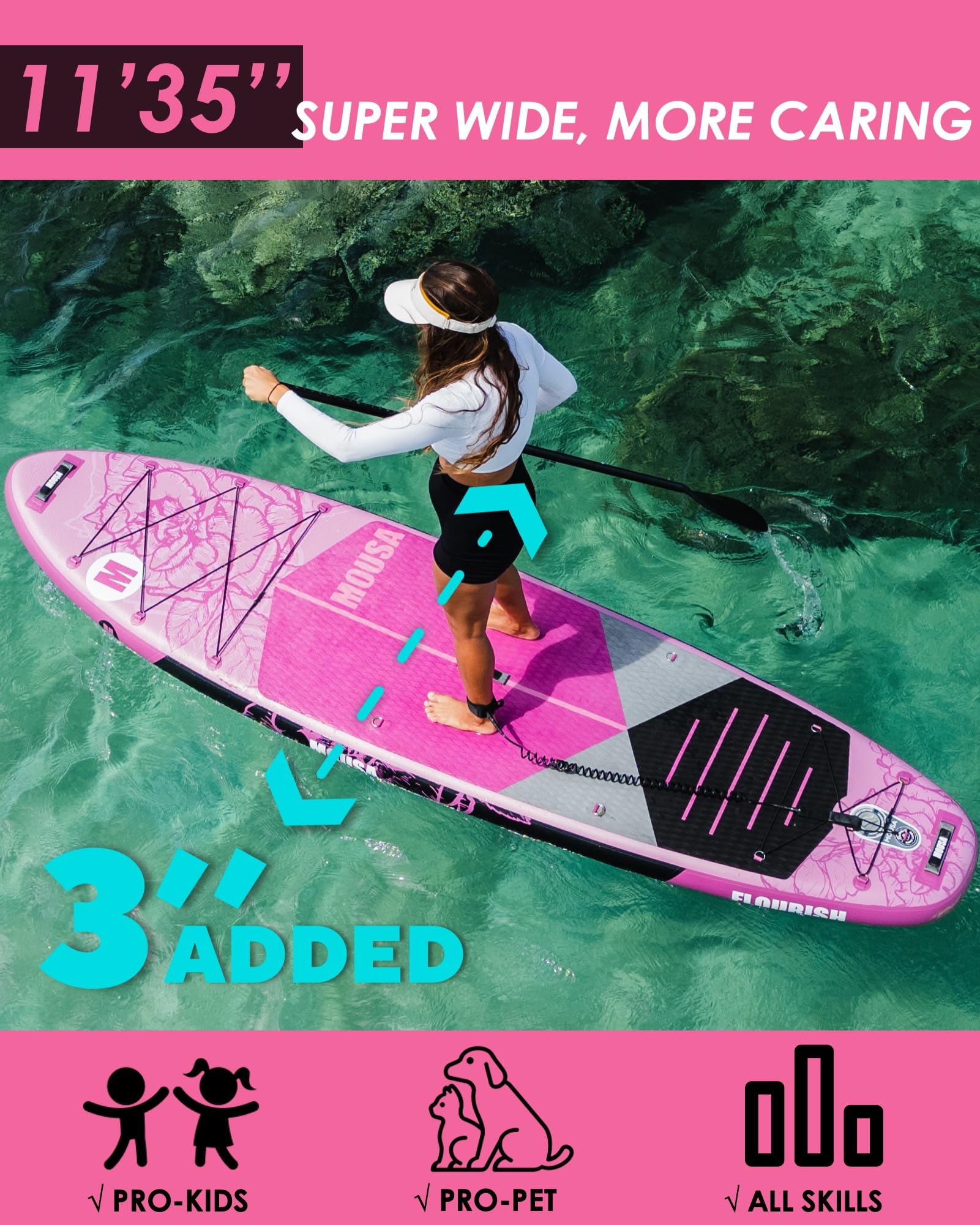 MOUSA 11'6\" x 35\" ワイドSUPボード｜2人乗り・ファミリー向け MOUSA 11'6