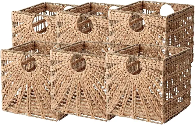 Cestas de Almacenamiento Plegable de Junco de Mar - 31x31x31 cm - 4 Unidades