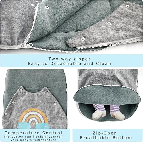 Miniatura 2 de Funda para cochecito de invierno, universal, impermeable, saco de dormir cálido para clima frío (arcoíris)