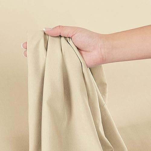 Miniatura 3 de Sábana bajera de tamaño individual color marfil, 800 hilos, 100% algodón, bolsillos profundos de 15 pulgadas, larga, tejido de satén de puro algodón