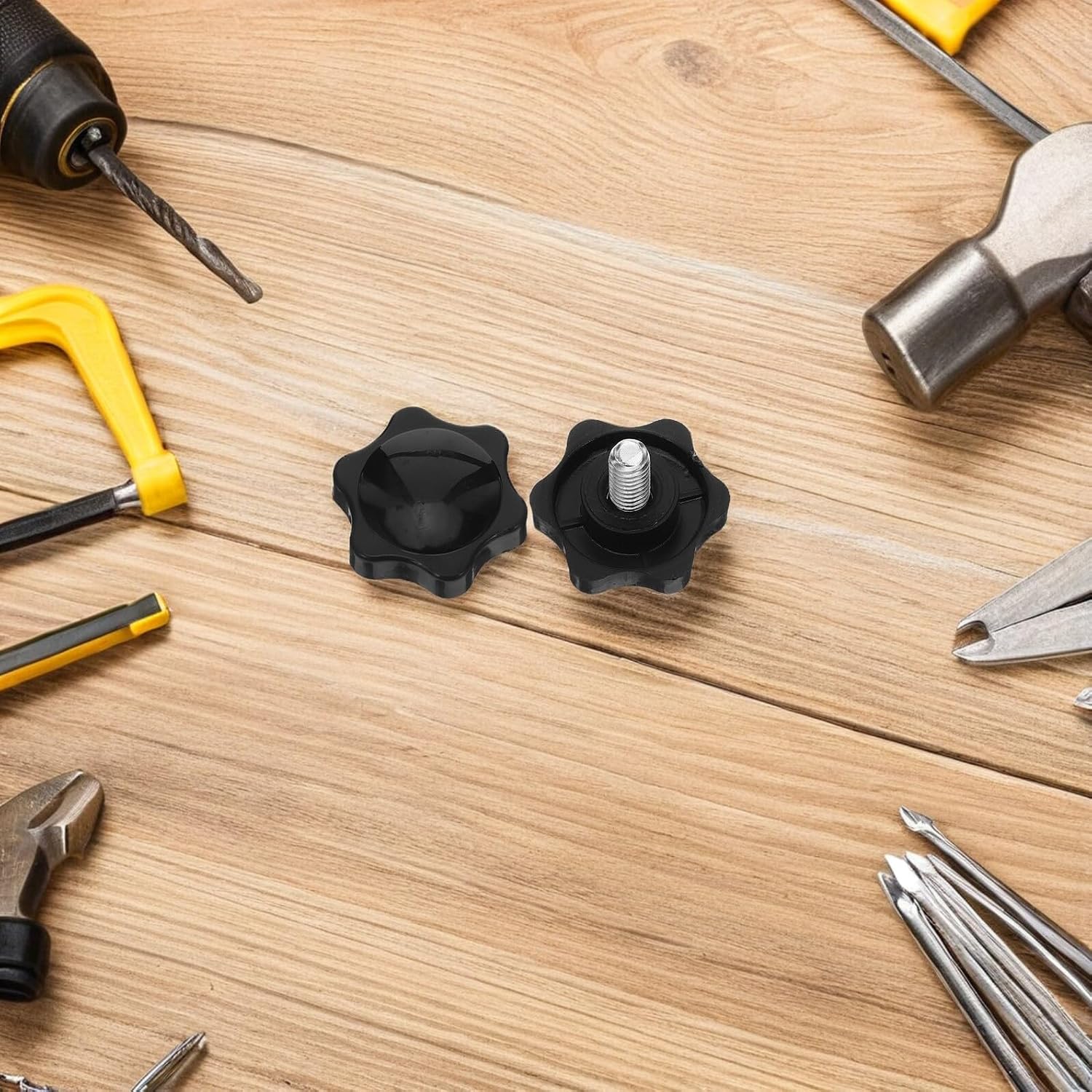 20pcs Hexagonal Star Hand Knobs with 1/4-12 Threaded Plastic Grip, Clamping Nuts for Industrial Assembly, Home Repair, and Outdoor Installation