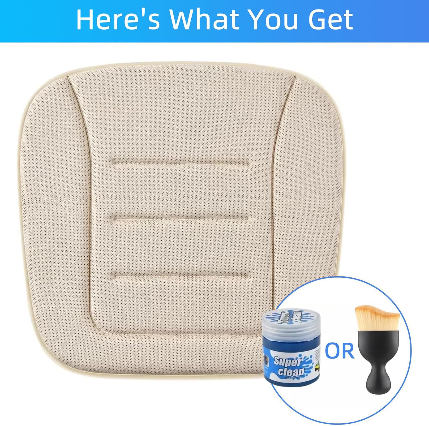 KAYI Car Seat Cushion, Memory Foam Car Seat Cushion, Anti Slip Rubber Bottom Car Seat Cushions for Driving, Suitable for Car and Office Chairs (Cream)