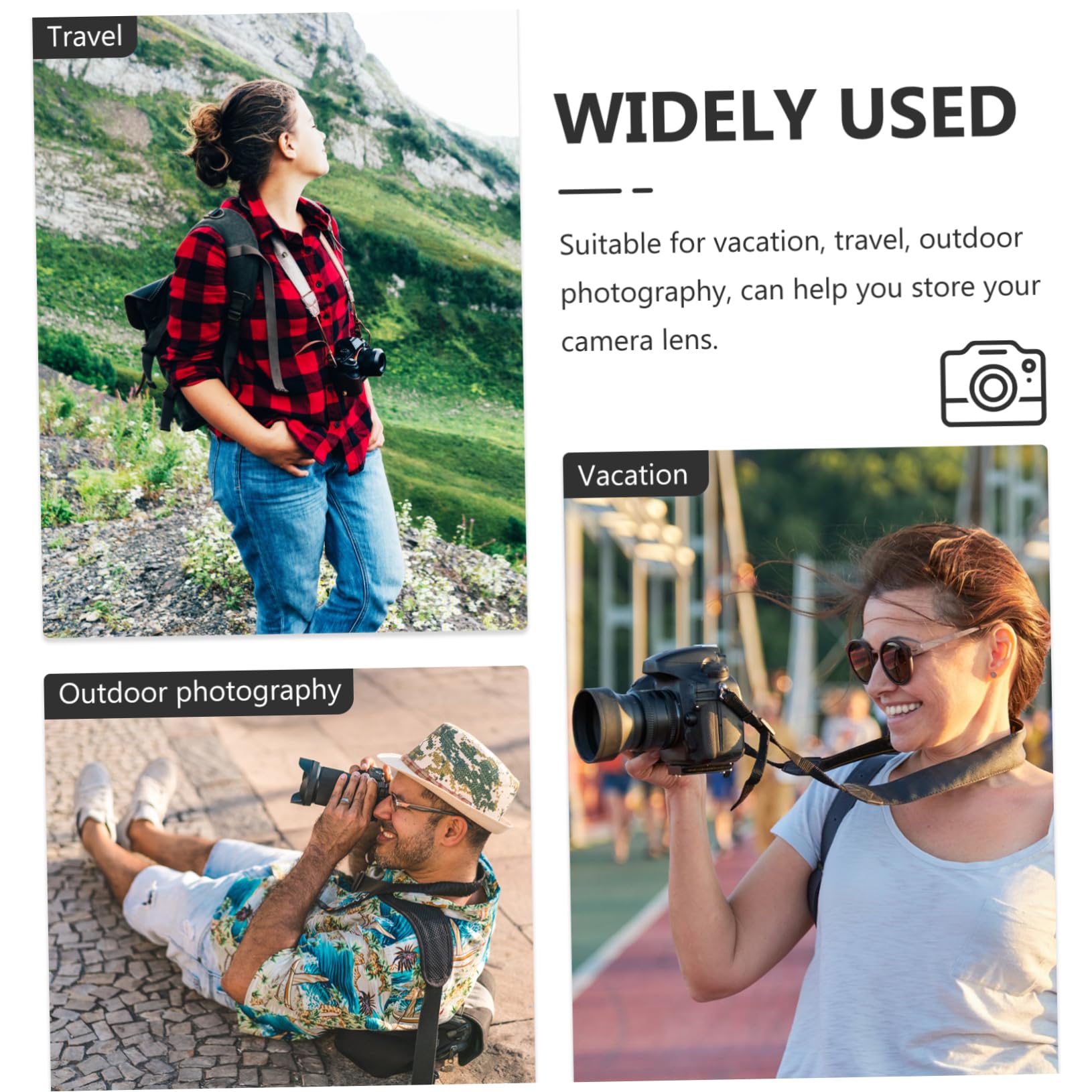 VILLCASE 4 Piezas Bolsa de de Cámara y Acolchada para Estuche Portátil con Cierre para Almacenamiento Seguro de Lentes DSLR y Mirrorless