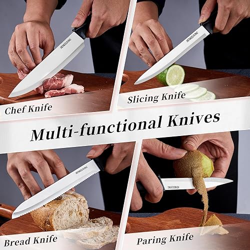 Miniatura 6 de Knife Set, 14-Piece Kitchen Knives Set with Block, German High Carbon Stainless Steel, Ergonomic Non-Slip Handles, BlackSilver