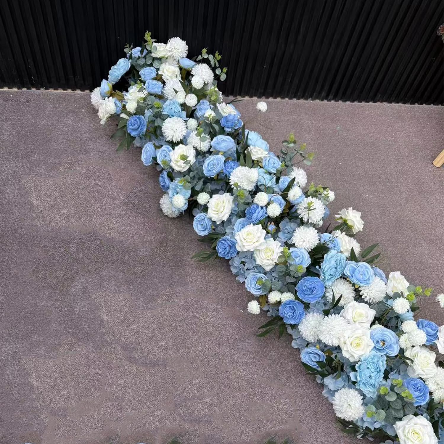 Multiple Colors Artificial Rose Hydrangea Green Plants Runner Wedding Flower Row Backdrop Decor Floral Wall Party Props (12,100 * 40cm)