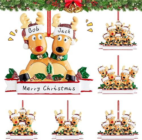 Miniatura 7 de Adornos de Navidad personalizados de renos 2023, adornos familiares de ciervos de alce para árbol de Navidad, colgante con nombre personalizado,