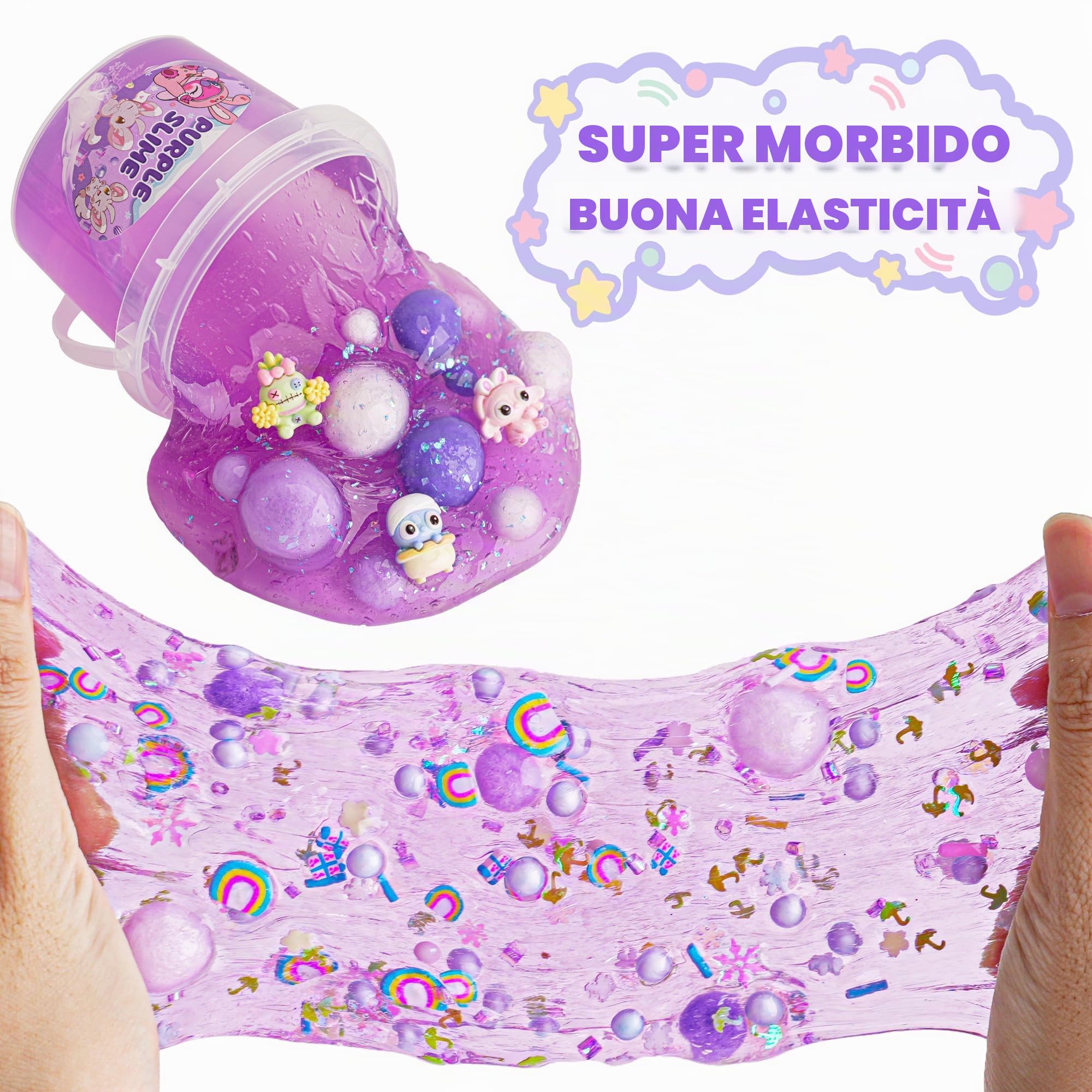 Lilla Slime Set per Bambini Melma Bucket with Slime Clay, 10 Confezioni di Accessori, Regali Slime Feste per Ragazze e Ragazzi, Giocattoli Sensoriali, Pasqua Halloween Regali di Natale