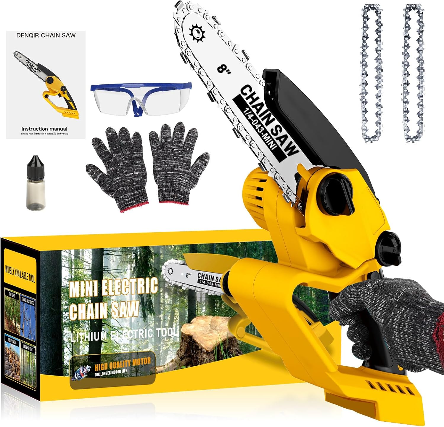 Cordless Mini Chainsaw 8 Inch for Dewalt 20V MAX Battery Powered (NO Battery), Mini Cordless Electric Chainsaw, Small Rechargeable Hand Pruning Chain Saw for Wood Cut Tree Trimming
