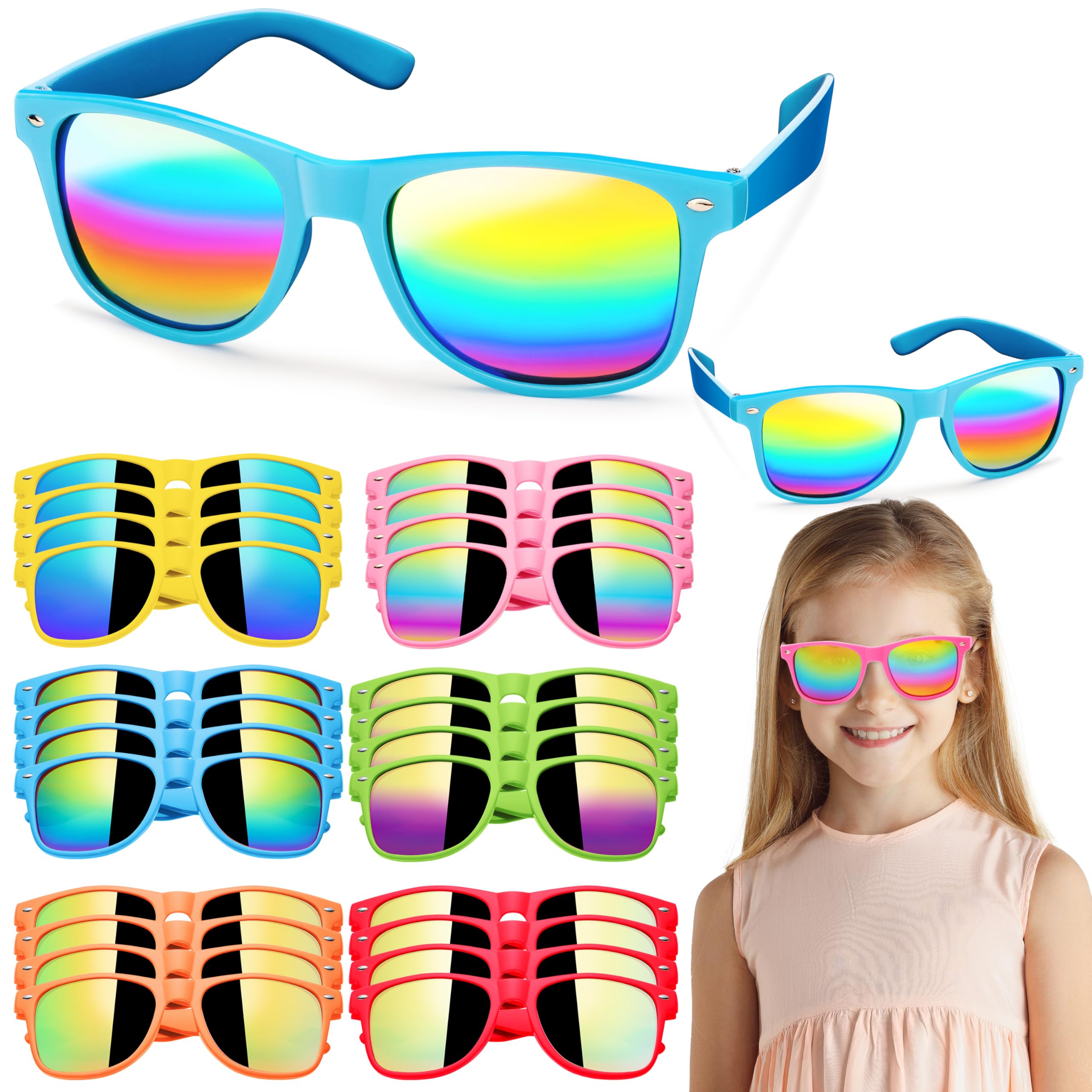 JOYIN 24 Pcs Kids Sunglasses Party Favors bulk, Neon Sunglasses with UV Protection for Children. Pool Party Favors, Goody Bags for kids Birthday