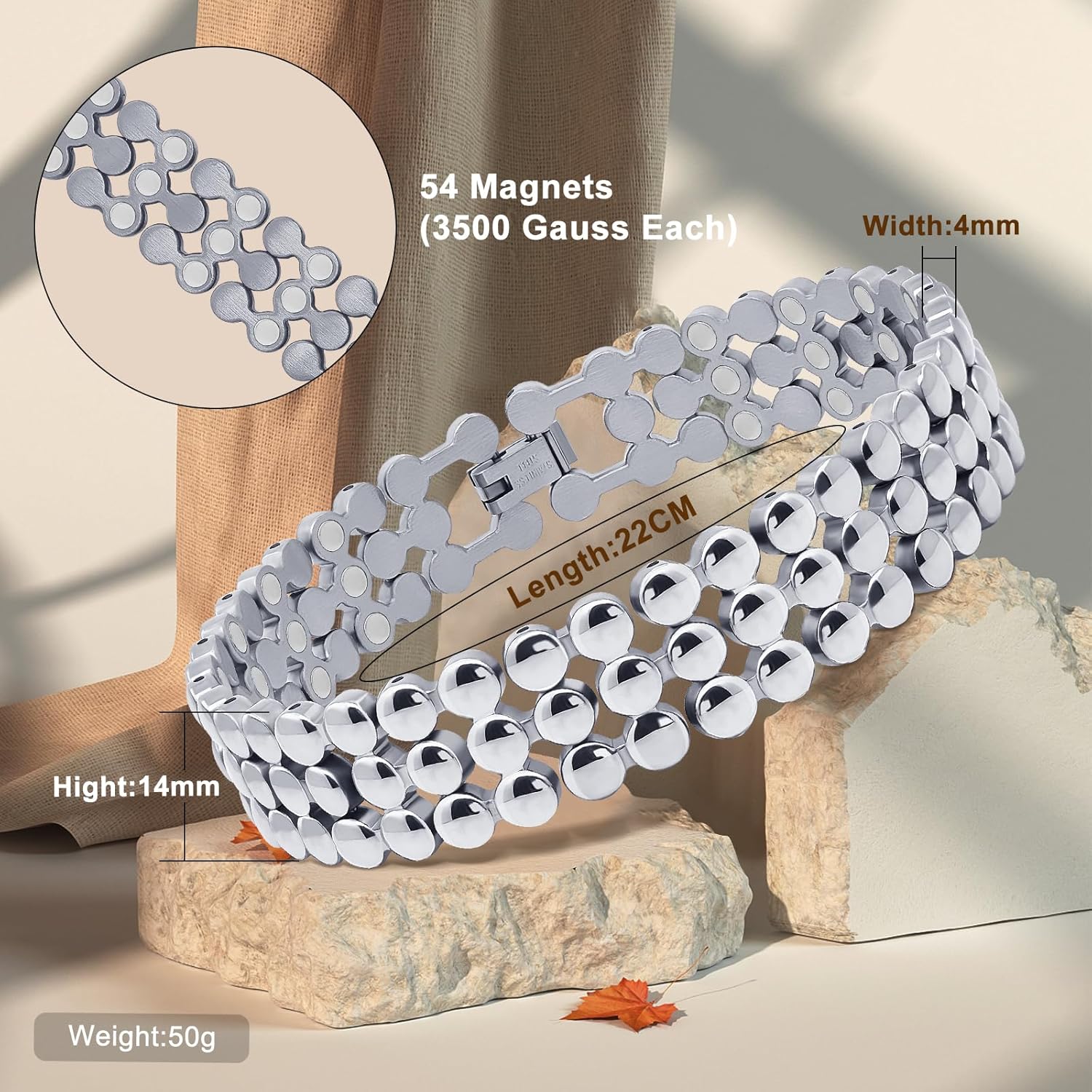 JEROOT Ultra Strength Magnetic Bracelets, Bracelet for Women and men, 3500-6000 Gauss Neodymium Magnets, Magnetic Field Therapy Jewelry Gift Comes With Adjustable Tools - Image 3