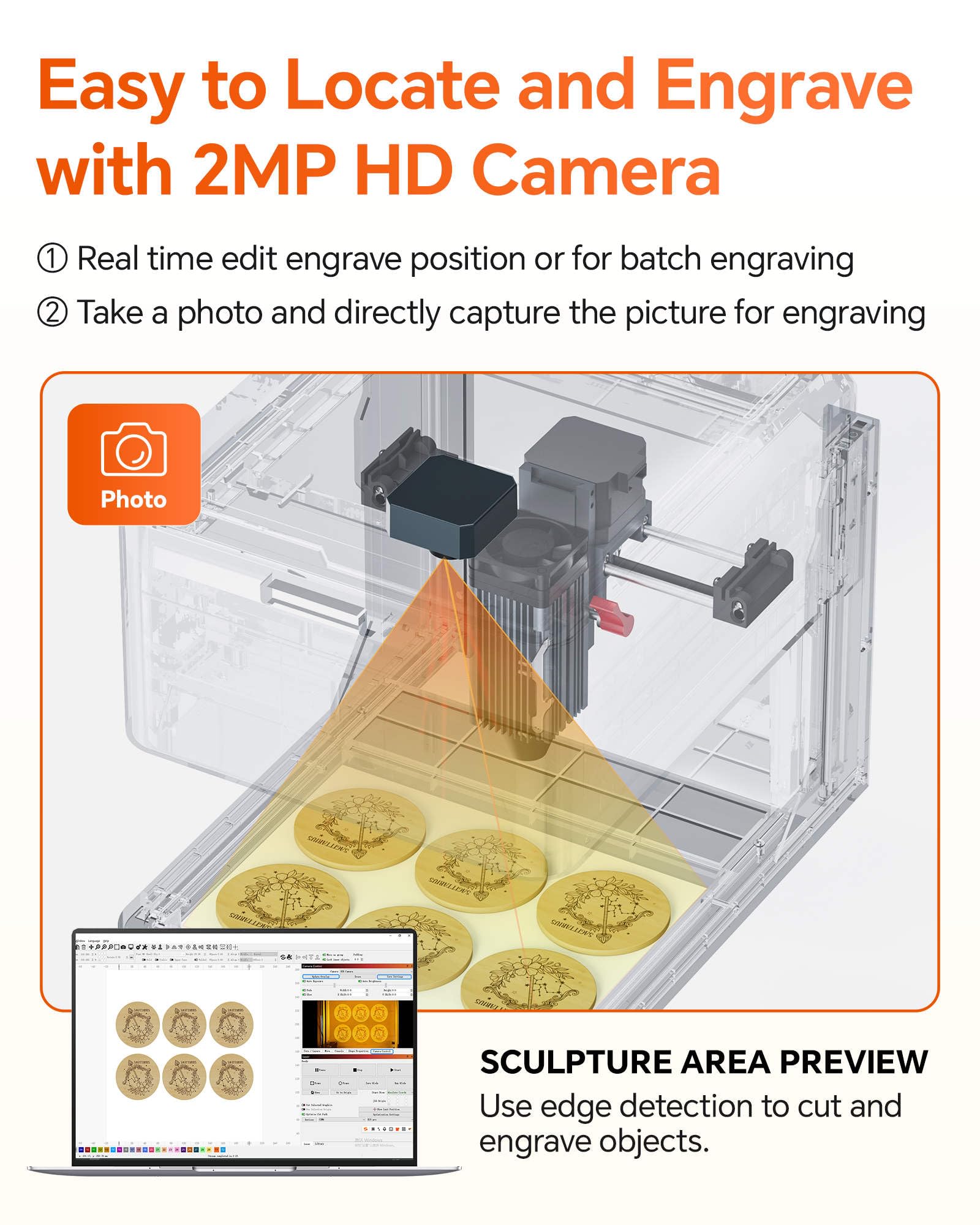 A1 Pro 10W Laser Graviermaschine mit HD-Kamera, WLAN & KI-Software, Klasse 1 Lasergravierer und Laser Cutter, 0,01 mm Präzision, für Holz, Leder, Glas, Acryl & DIY | HD-Kamera, Klasse 1, WLAN & KI-Software