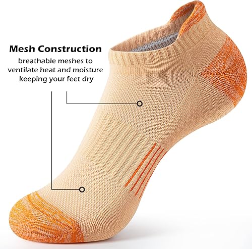 Miniatura 5 de Gonii - Calcetines tobilleros para mujer, para correr, atléticos, invisibles, acolchados, 5 pares