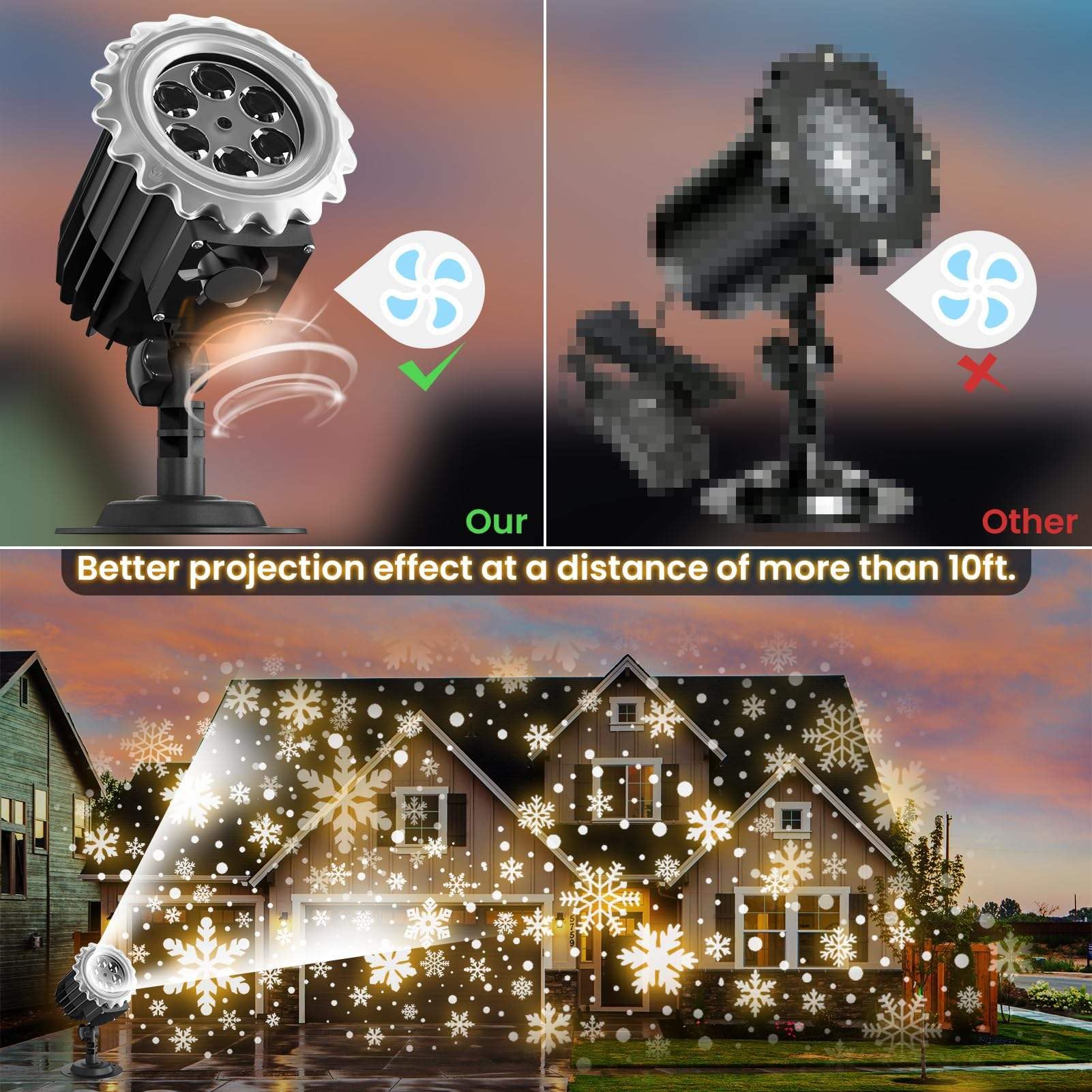 Luci proiettore Natalizie per Esterni, luci proiettore a Forma di Fiocco di Neve, luci proiettore Impermeabili per Decorazioni Natalizie di Halloween, proiettore di luci Natalizie a LED per