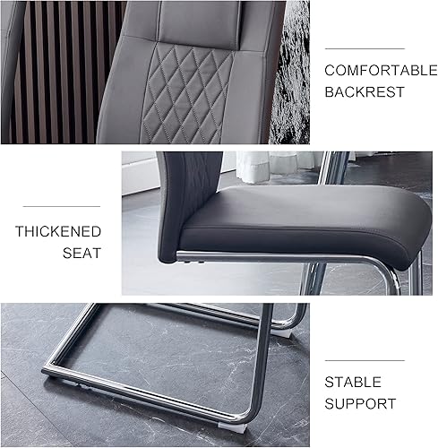 Miniatura 5 de Btikita Juego de 4 sillas de comedor, sillas de cocina, sillas de metal modernas con asiento acolchado de piel sintética con respaldo alto y patas