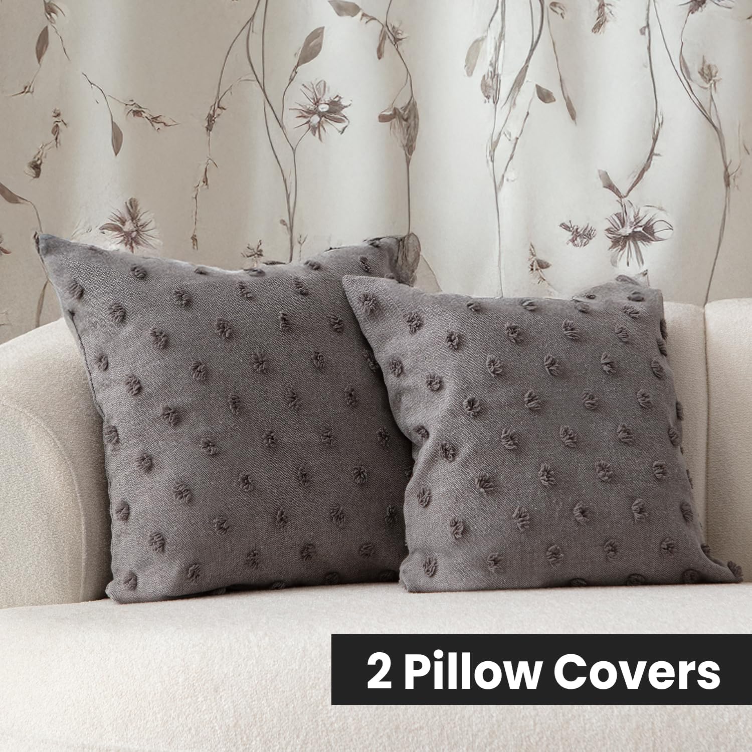 EtaVita Gray Throw Pillow Covers 20x20 Set of 2 - Contemporary Decorative Cushion Cases, Premium Cotton Blend, Hidden Zipper, Hypoallergenic & Fade Resistant, Modern Home Decor for Living Room Bedroom