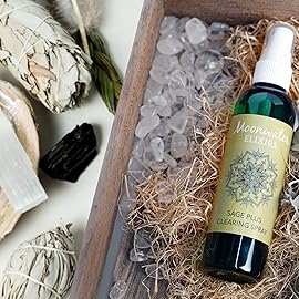 White Sage Smudge Spray for Spiritual Cleansing & Aura Protection, Sage Spray for Cleansing Negative Energy & Protection, Home & Meditation, Clear Quartz Reiki Energized Aromatherapy Room Mist 2X 8oz