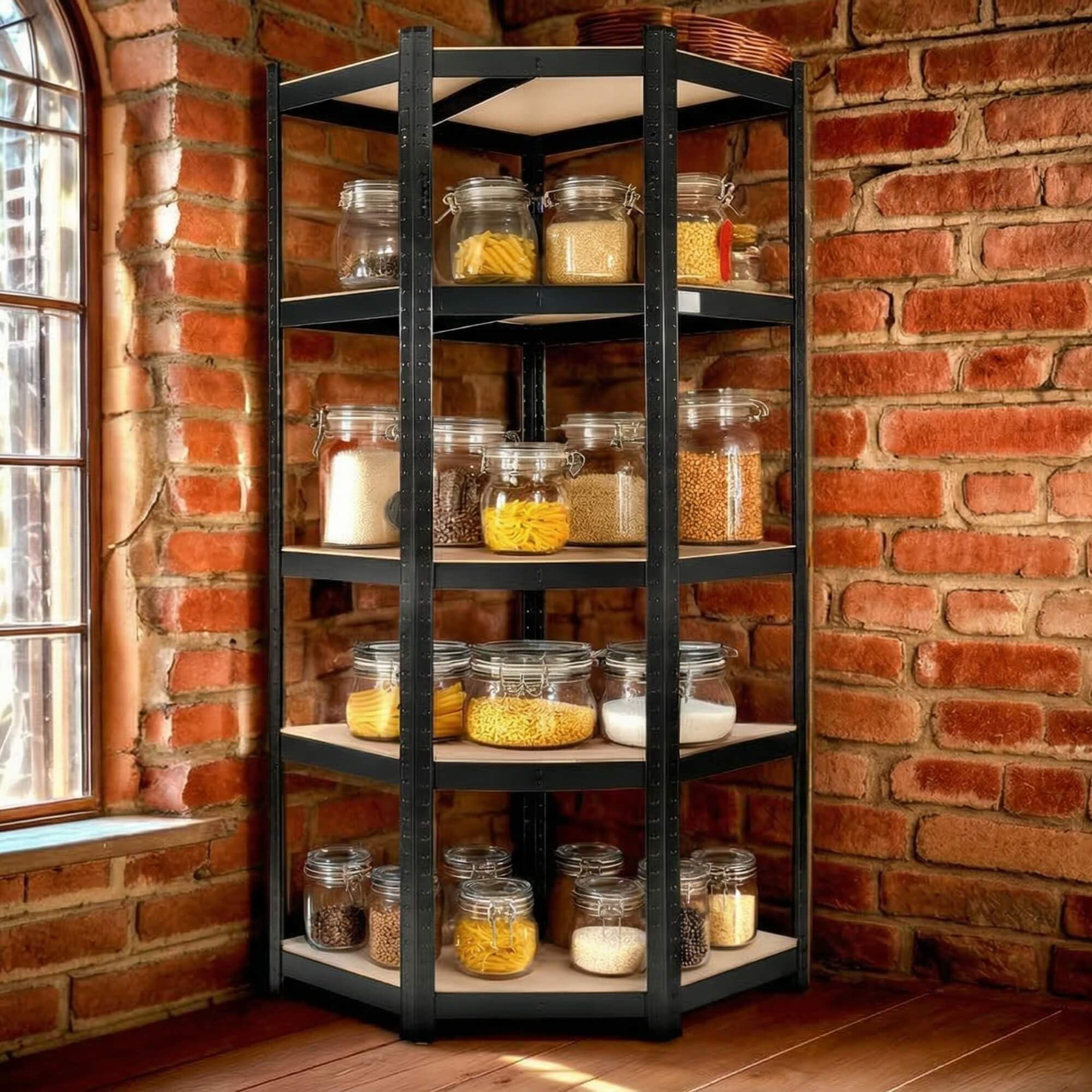 Arebos Estantería para Cargas Pesadas | Estantería sin Tornillos 875 kg | Fácil de Montar Gracias al Sistema de Enchufe | 180 x 70 x 70 cm | 5 estantes de MDF | hasta 175 kg por Estante | Negro