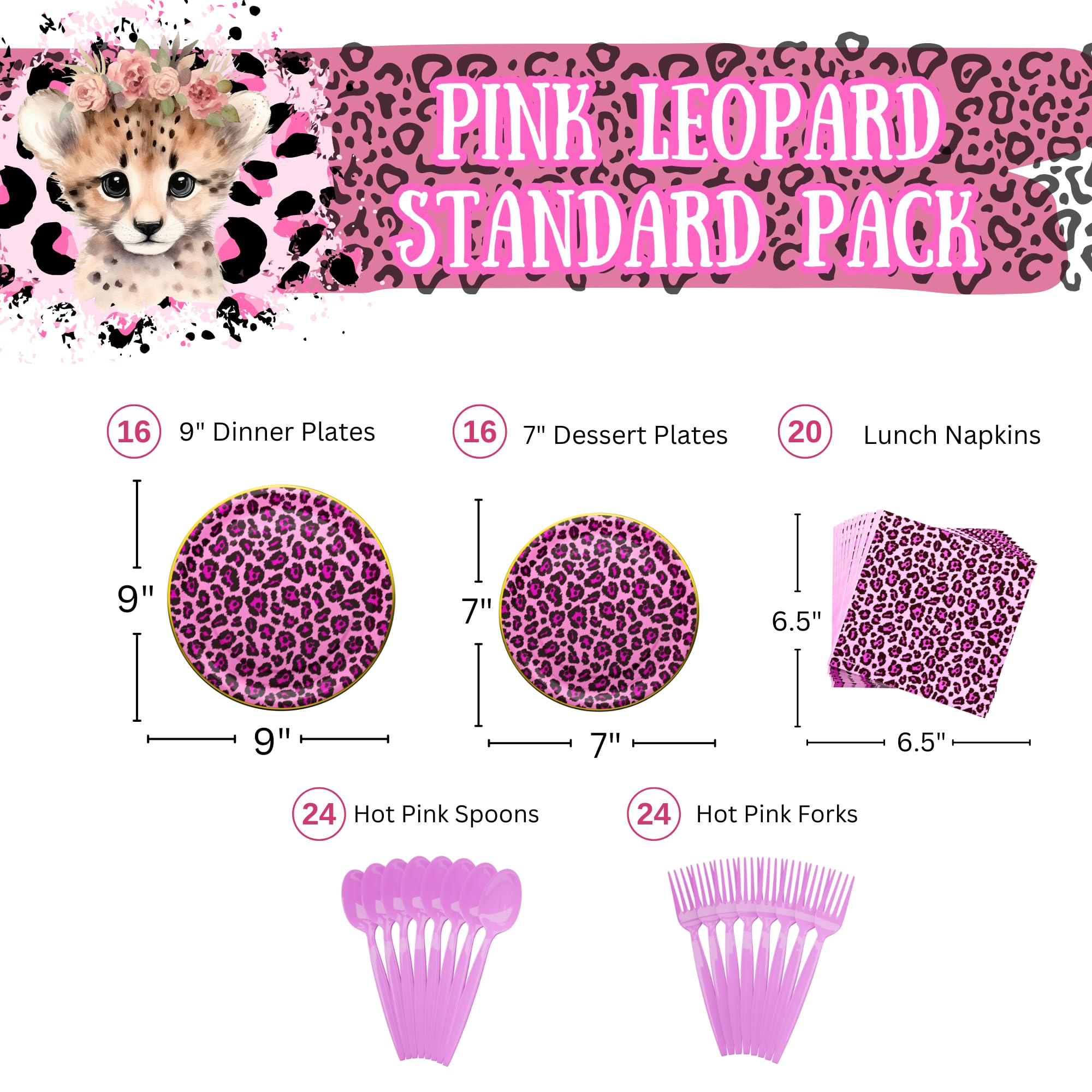 『 Pink Leopard family 』by Zuberi 60*60cm Amazon.com: Blue Orchards Pink Leopard Party Supplies Packs (100