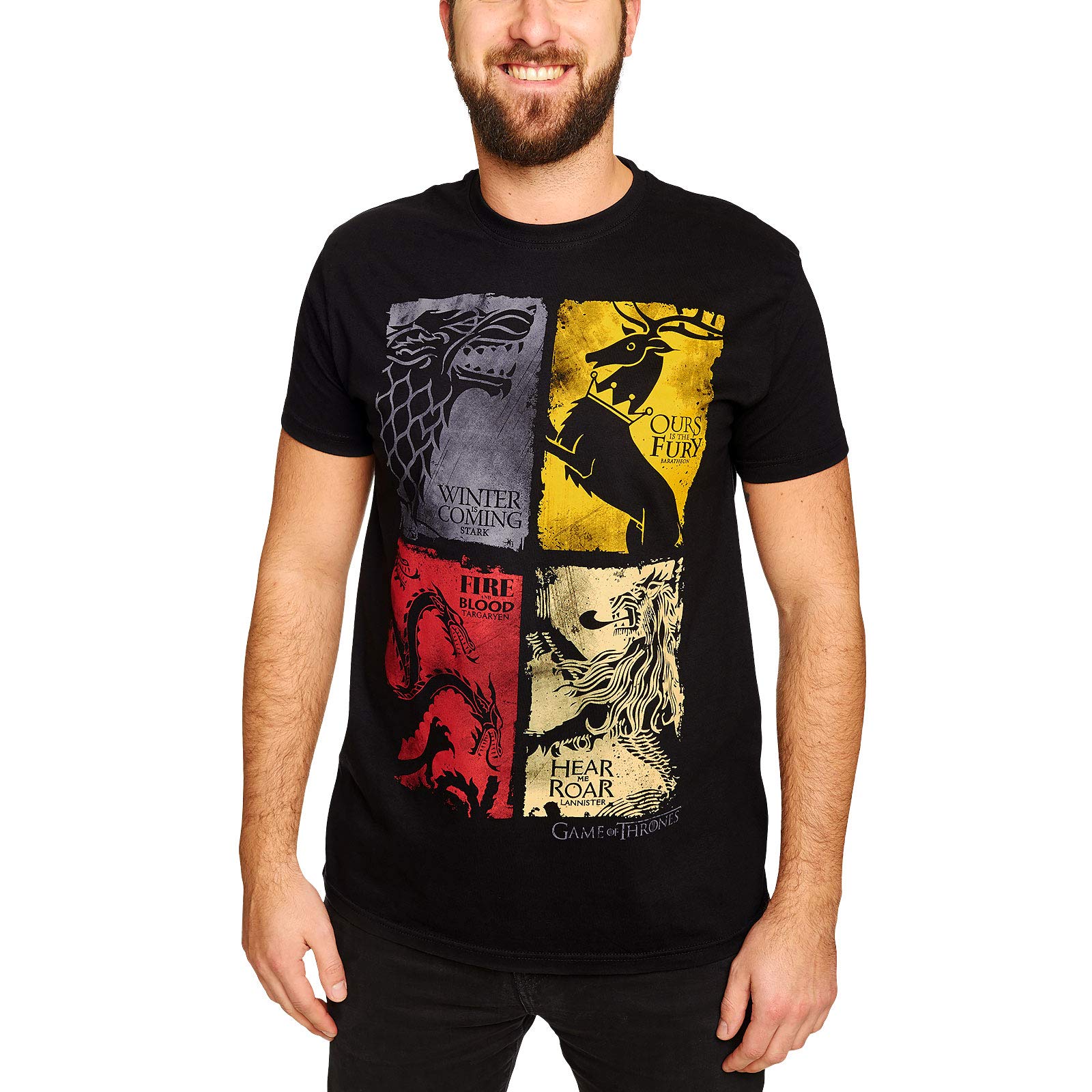 T-shirt Game Of Thrones Targaryen Panneau Bannière - Homme Noir, Idée Cadeau Fan Série