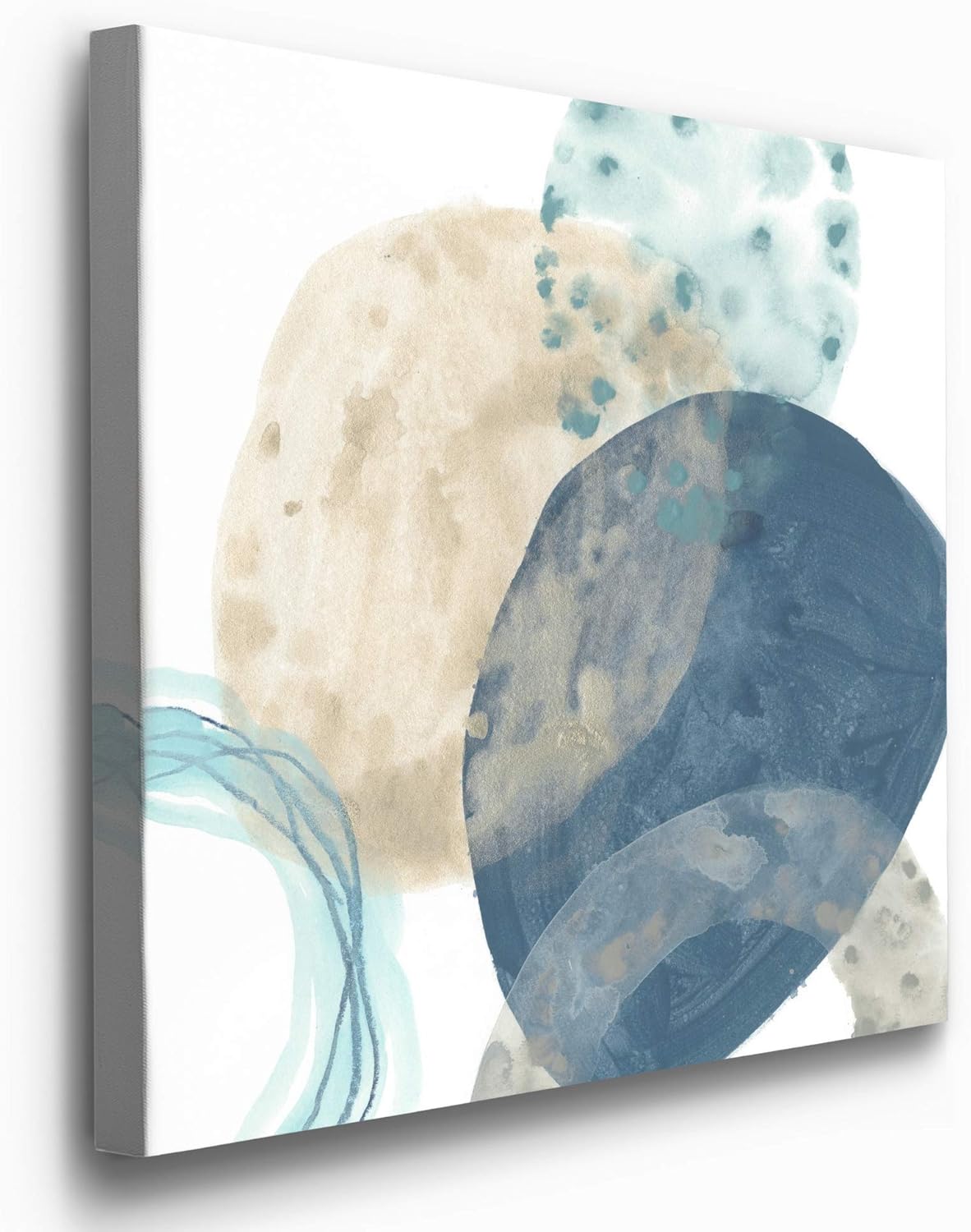 Renditions Gallery Square Canvas Wall Art: Neutral Geometric, Bright Fractal Floral, Modern Multicolor Nature & Animal Abstract Wall Art for Home & Office Circlet I - Ready to Hang (16x16)