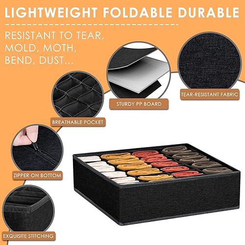 Miniatura 7 de Paquete de 8 cubos de almacenamiento de tela de 11 pulgadas con 3 organizadores de cajones para calcetines y ropa interior para organización y