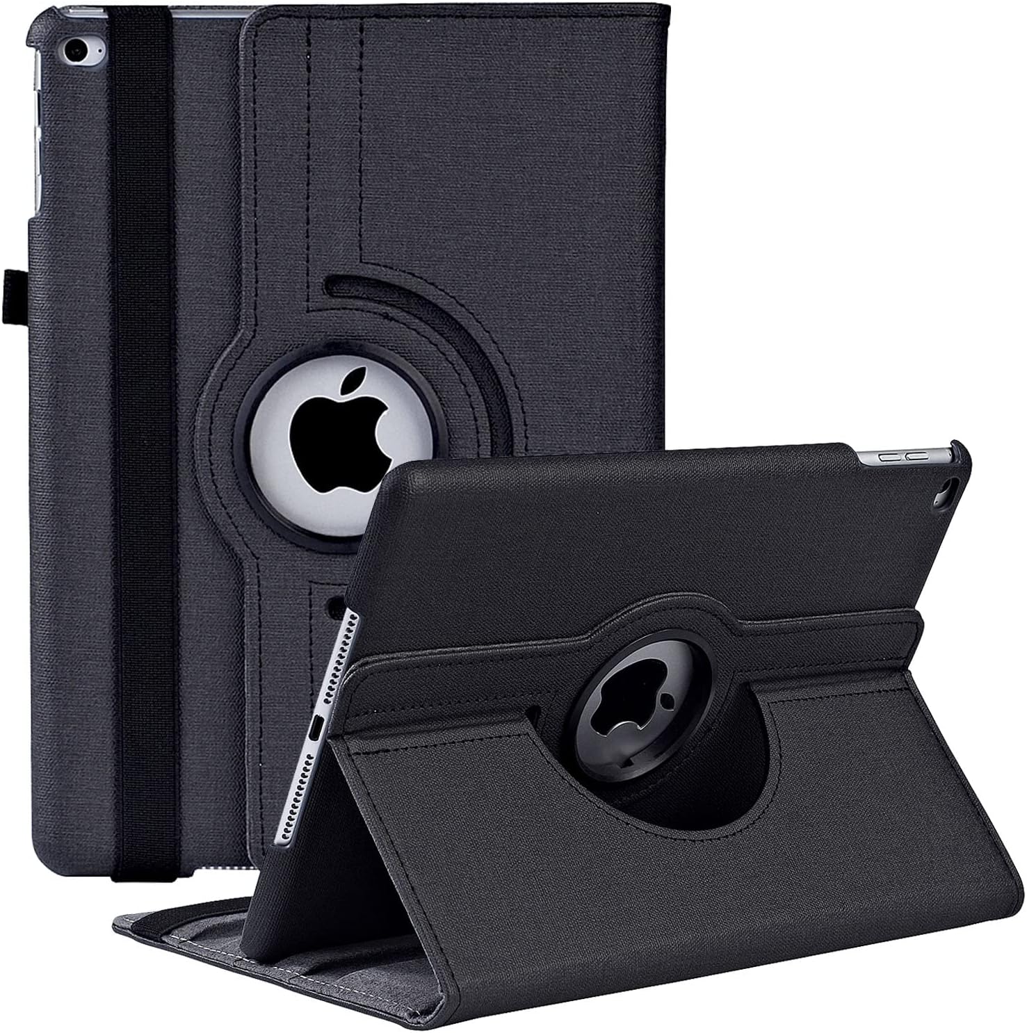 Rotating Case for iPad 9.7 Inch 2018 2017 / Air 2 - 360 Degree Stand Protective Cover With Auto Sleep Wake (6th Gen, 5th Gen) / Air (Denim Black)