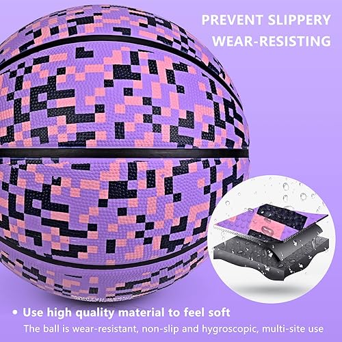 Miniatura 8 de Official Rubber Basketball Outdoor Indoor Mens Basketball Ball Size 34567 for Kids Youth Teen Boys and Girls Gift Ideas(Without Pump)