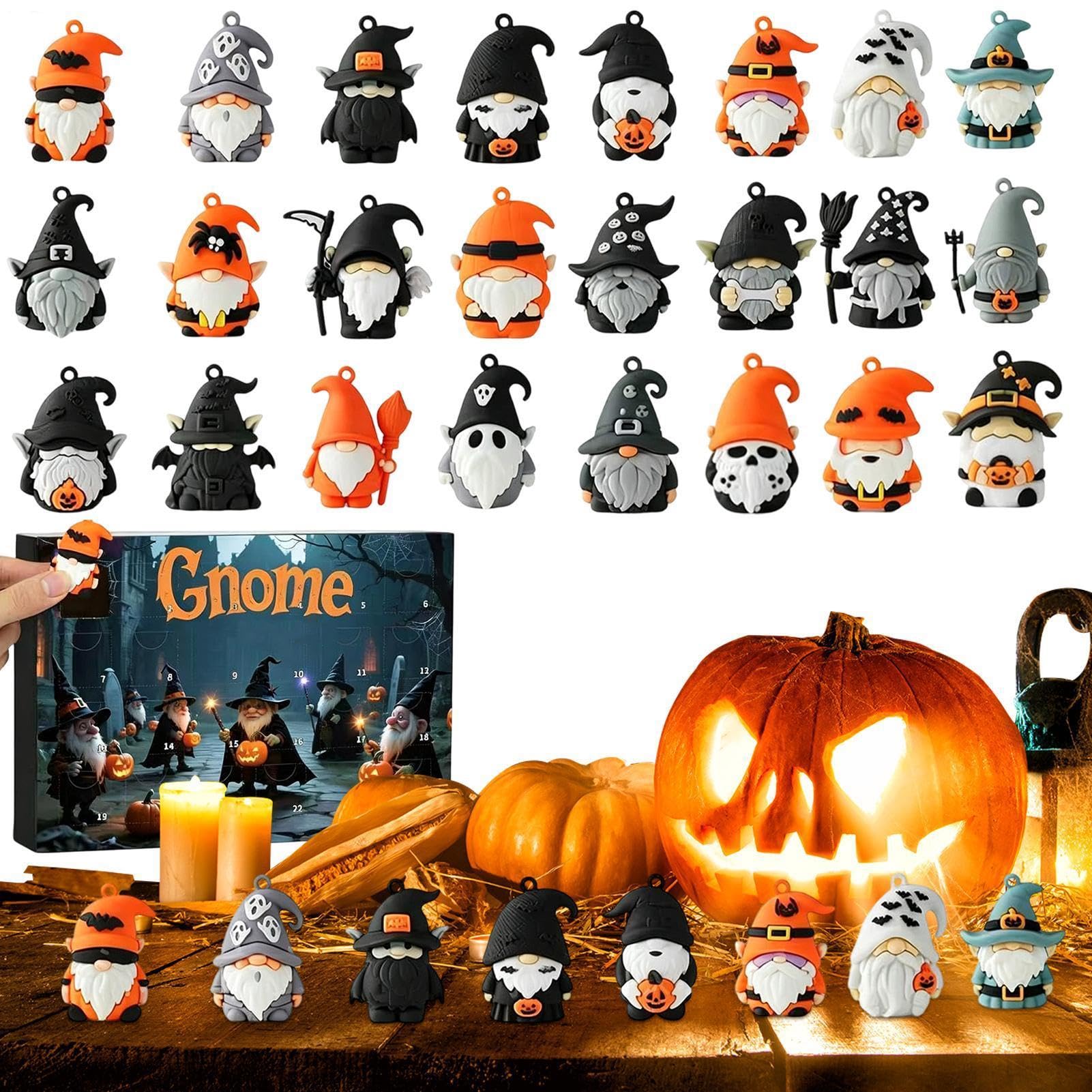 Calendario de adviento de Halloween 24 días con piezas de decoración 3D hogar 8