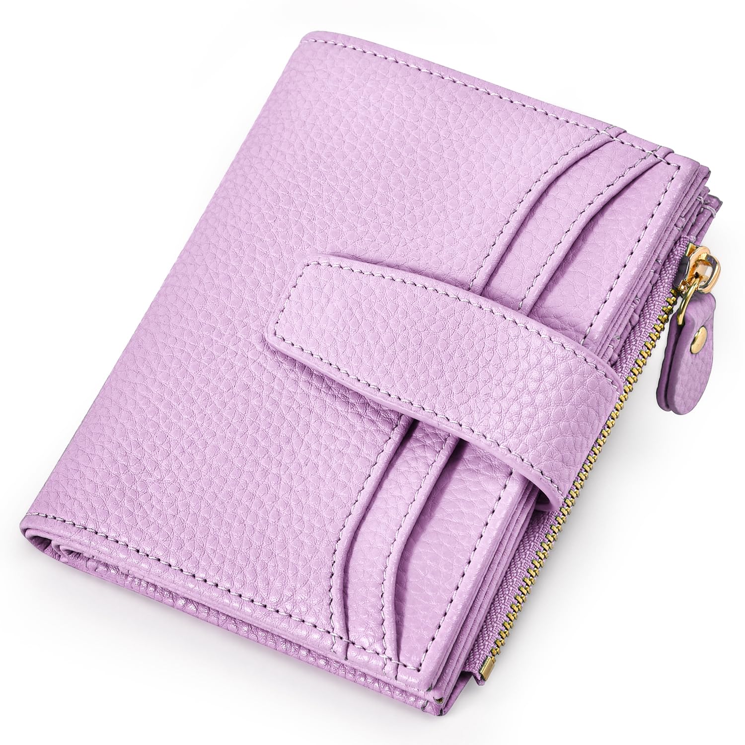 oscaurt Small Wallet Women RFID Blocking Bifold Compact Credit Card Holder Leather Wallets for Women with Zipper Coin Pocket and 2 ID Window (Light