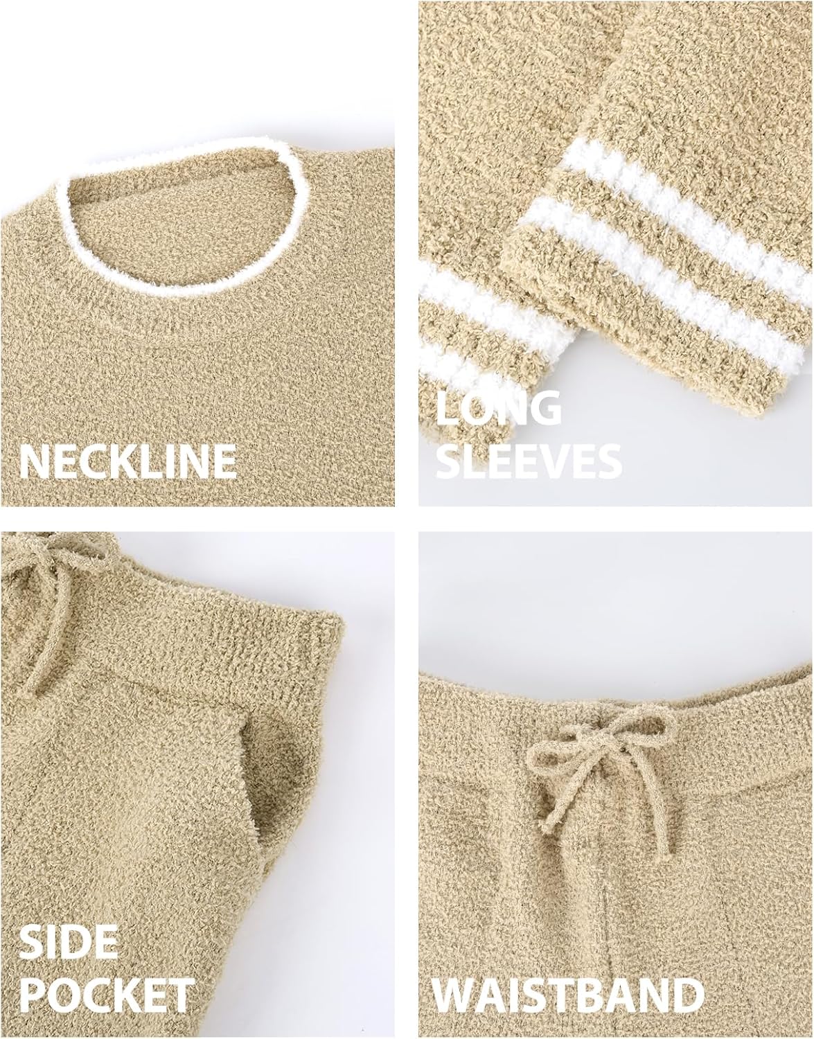 Wyeysyt Mens Fleece Pajamas Set Fuzzy Warm Fluffy Pjs Comfy 2 Piece Loungewear Set Long Sleeve Soft Sleepwear - Image 5