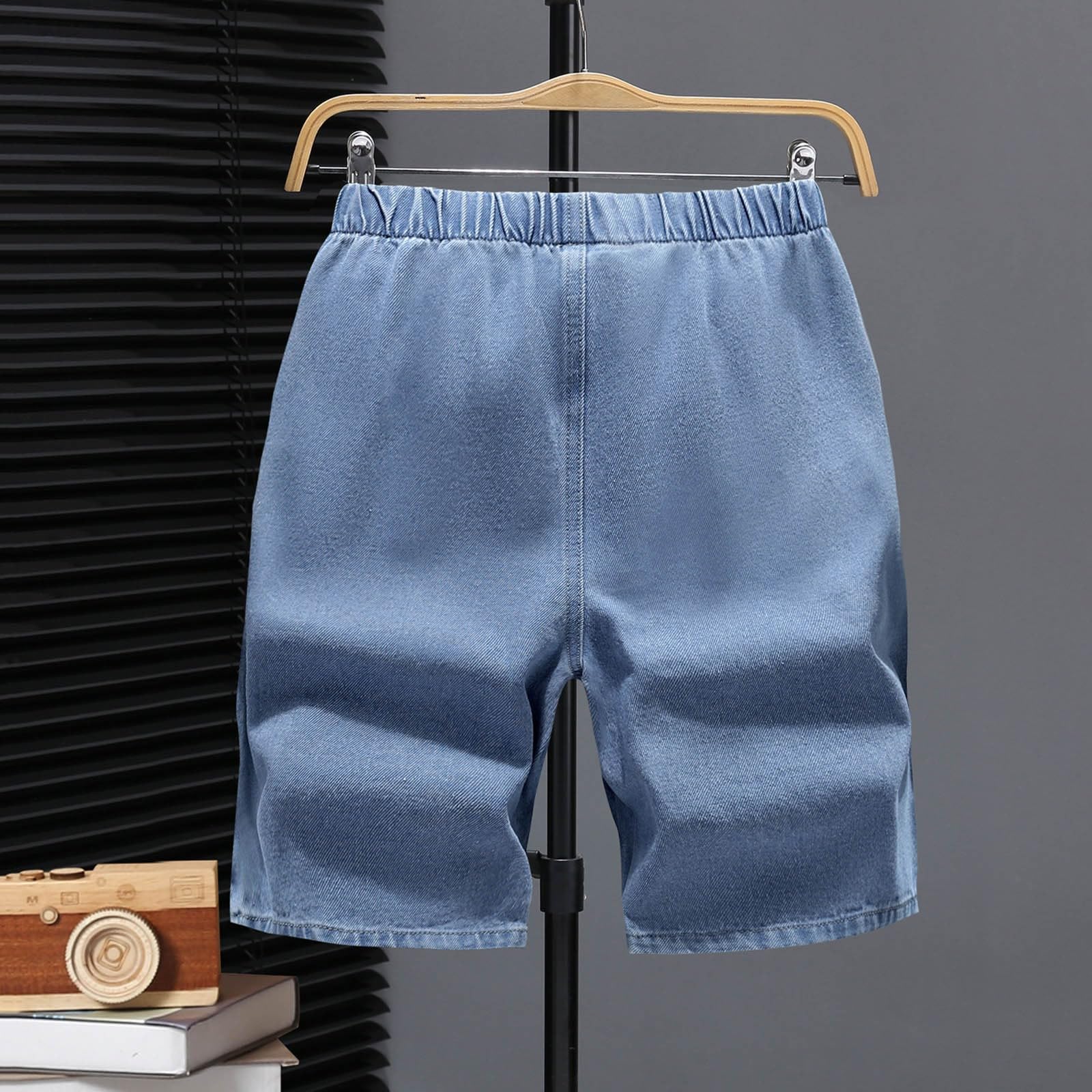 Kurze Baggy Jeans Jungs - Shorts Jungen, Jogginghose Kinder, LäSsige, Lockere Shorts - Jeans für Jungen Mit Weitem Bein Und Taschen geeignet für Reisen Im Freien Und Zum TäGlichen Tragen.