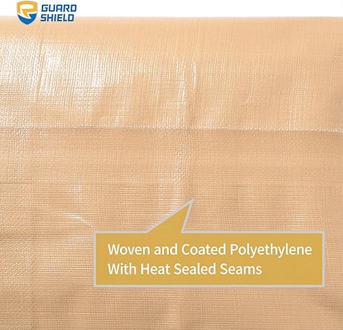 Miniatura 5 de GUARD SHIELD Tarps Heavy Duty Plus+ Impermeable 12x24 pies BeigeCaqui Cubierta de lona de polietileno grueso multiusos de 12 mil
