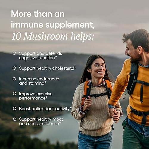 Miniatura 5 de EcoNugenics Ten Mushroom Supplement 120 cápsulas  Complejo de hongos medicinales y apoyo del sistema inmunológico  Reishi, melena de león,