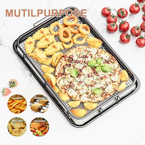 Miniatura 7 de Cesta para freidora de aire para horno, juego de 2 cestas y bandejas para freidora de aire con 60 hojas de papel pergamino, sartén antiadherente de