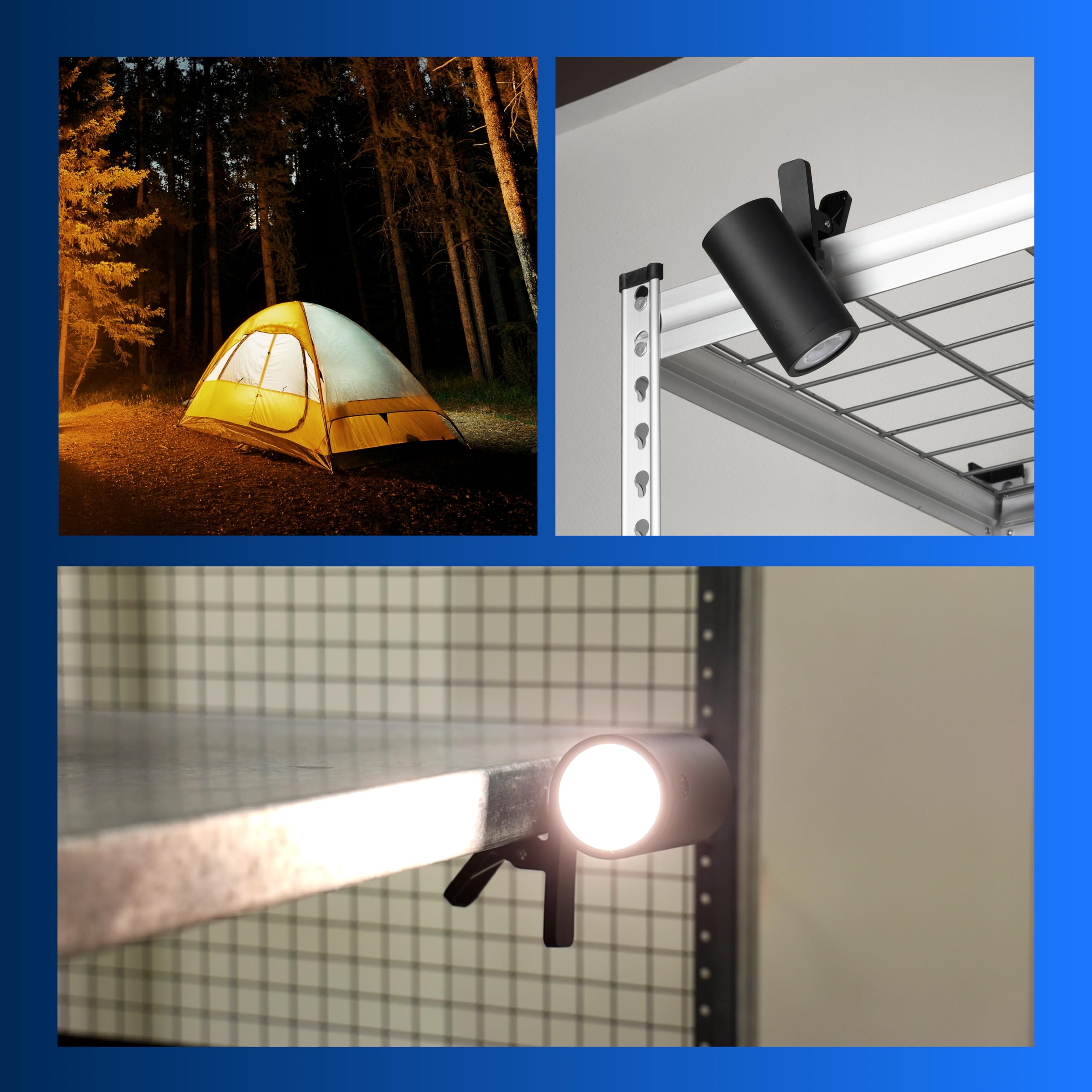 REV Applique murale LED - Lampe murale avec batterie et détecteur de mouvement, 180 lm, sans fil, intensité réglable, pivotante à 360°. Lampe d'appoint - Camping, garage et cave, IP54, noir