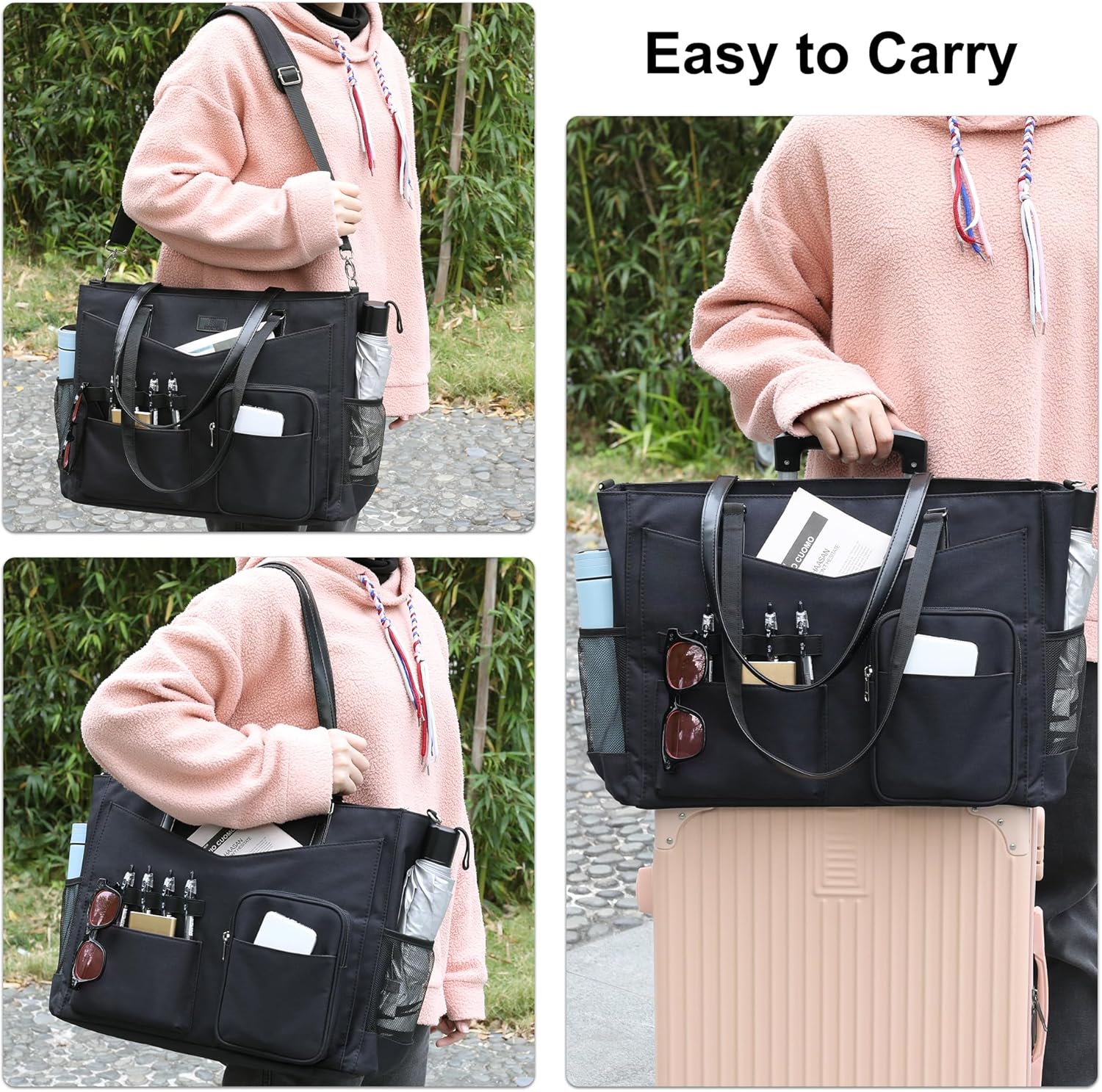 Laptop Bag for Women 17 Inch, Teacher Tote Bag with Compartments Work Tote Bag With 12 Pockets Professional Computer Bag Travel Business Briefcase Office Handbag Bag with Shoulder Straps - Image 6