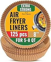 Vista 1 de Forros para freidora de aire para Ninja, 125 forros de papel desechables redondos para freidora de aire, antiadherentes y a prueba de aceite