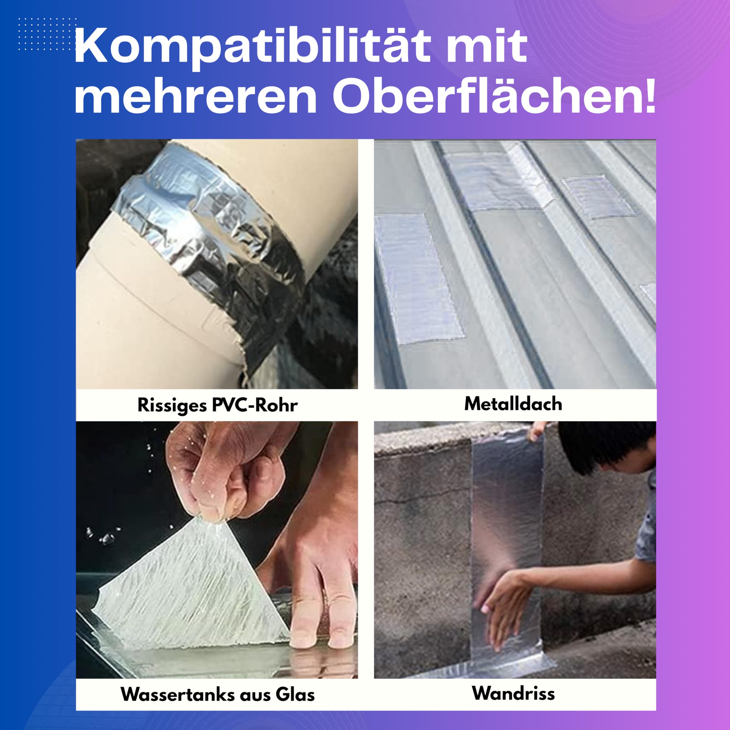 Cinta de Butilo de Aluminio Extremadamente Resistente 10cm x 2.5m – Cinta de Reparación de Tejados Impermeable – Para Canalones y Tuberías – Resistente a UV – Autoadhesiva para Interior y Exterior