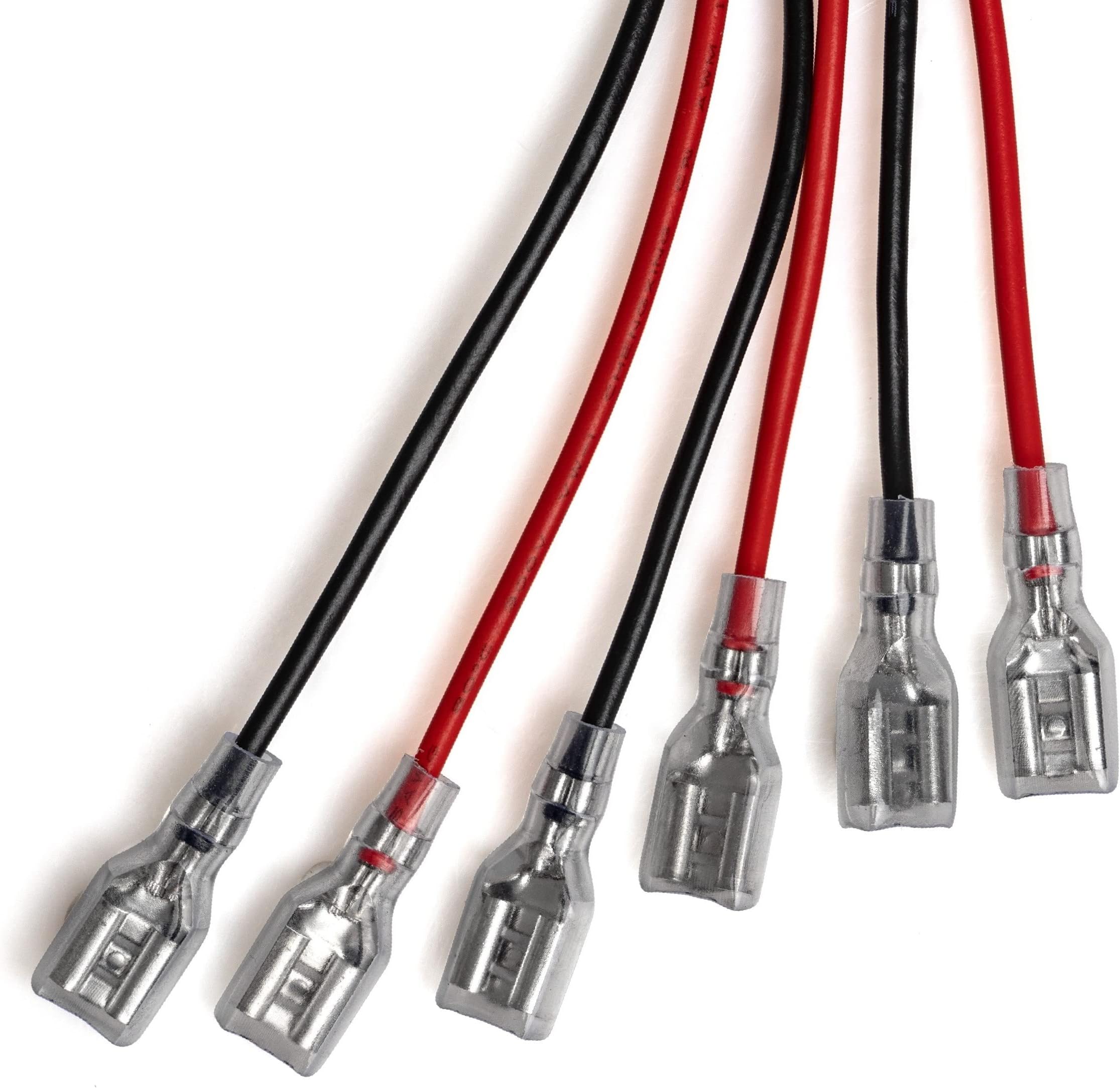 SLA Battery Terminal Leads, Female Spade Quick Connect/Disconnect 6.3mm F2 Type Terminals with Insulated Sleeves and Heavy Duty 16 Guage Wires - 6 Pieces