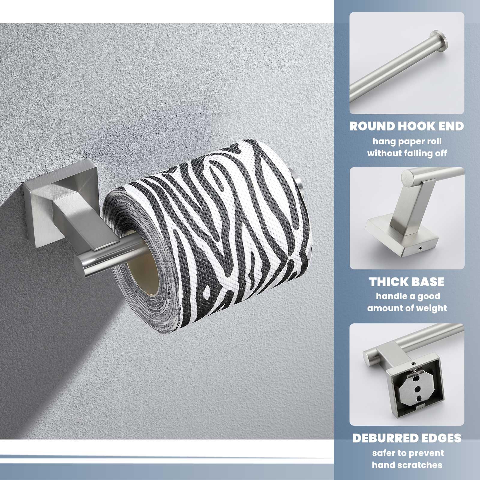 Suyar Toilettenpapierhalter Aus Gebürstetem Nickel – SUS304 Edelstahl, Wandmontage, Offener Arm-Design Für Alle Papierrollen